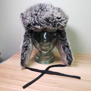 Scala Pronto One Size Faux Fur Trooper Hat Black Outdoors Winter Trapper Aviator